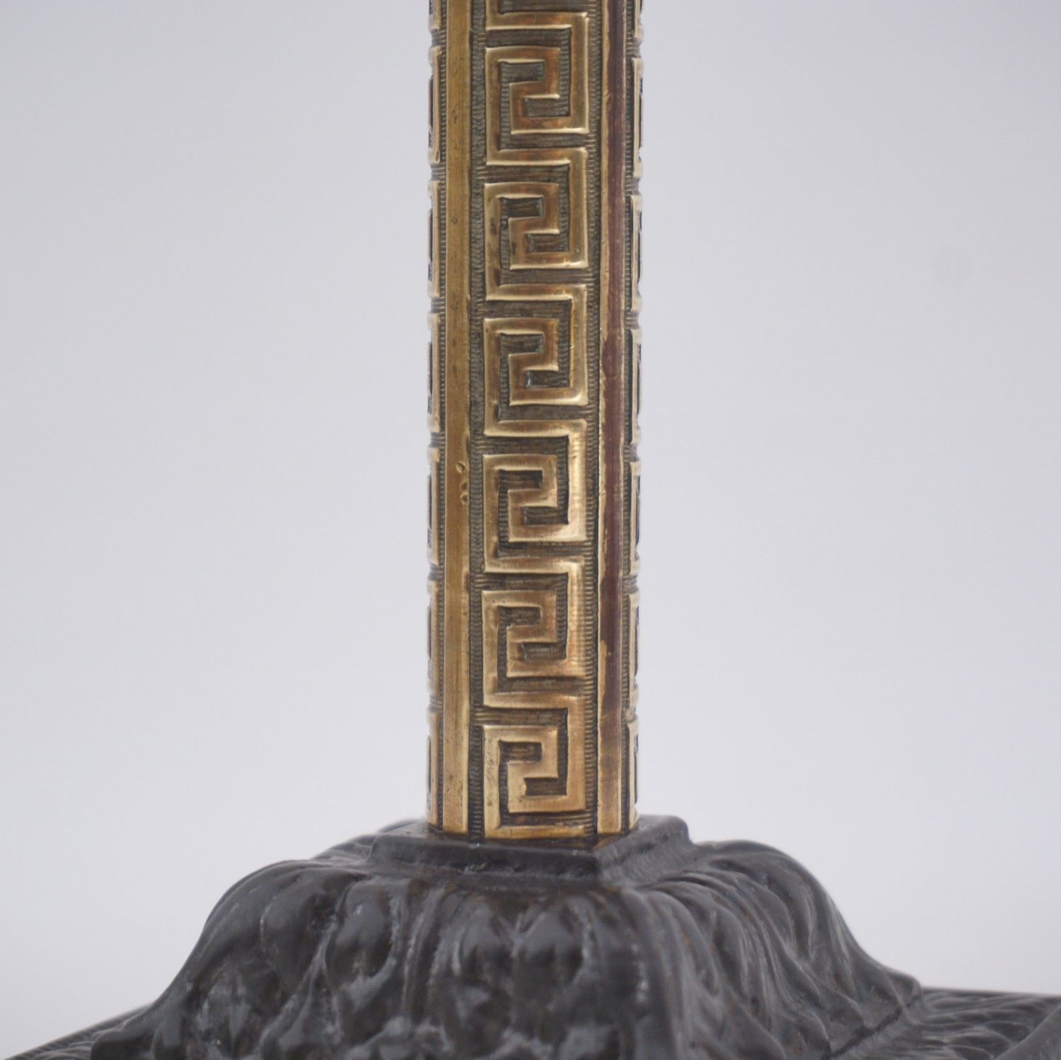 Pair Antique Candlestick Table Lamps, Aesthetic Movement, Iron & Brass, 1890`s Ca, English   Rewired photo 690.0
