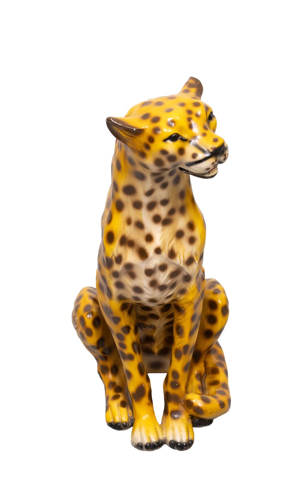 Italiaans Keramisch Monumentaal Cheetahbeeld, Grote Kat, Jaren 1970 photo furniture