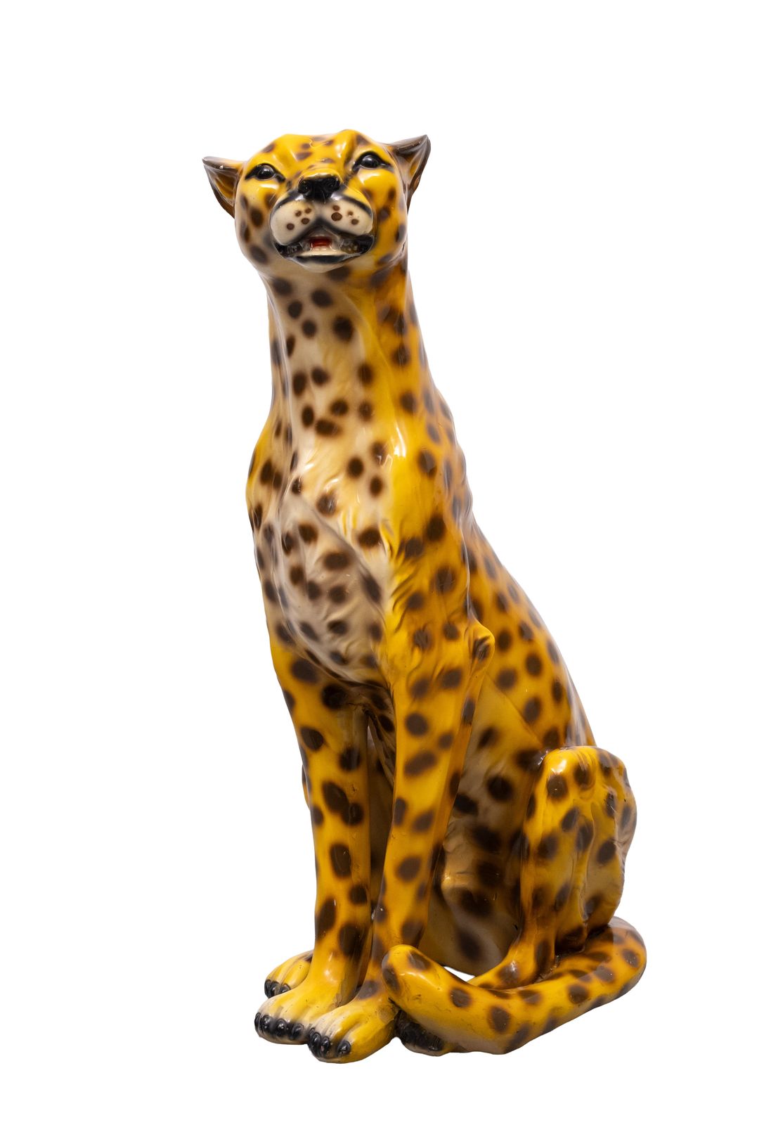 Italiaans Keramisch Monumentaal Cheetahbeeld, Grote Kat, Jaren 1970 photo for sale