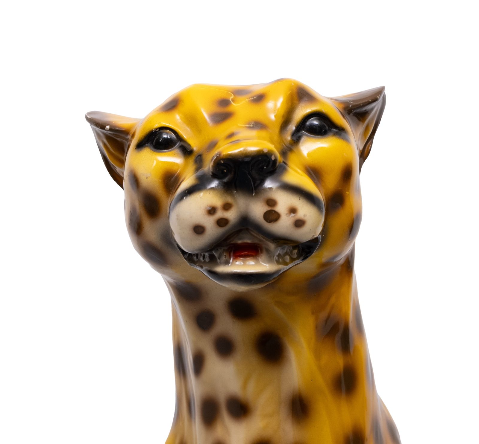 Italiaans Keramisch Monumentaal Cheetahbeeld, Grote Kat, Jaren 1970 photo Woonaccessoires