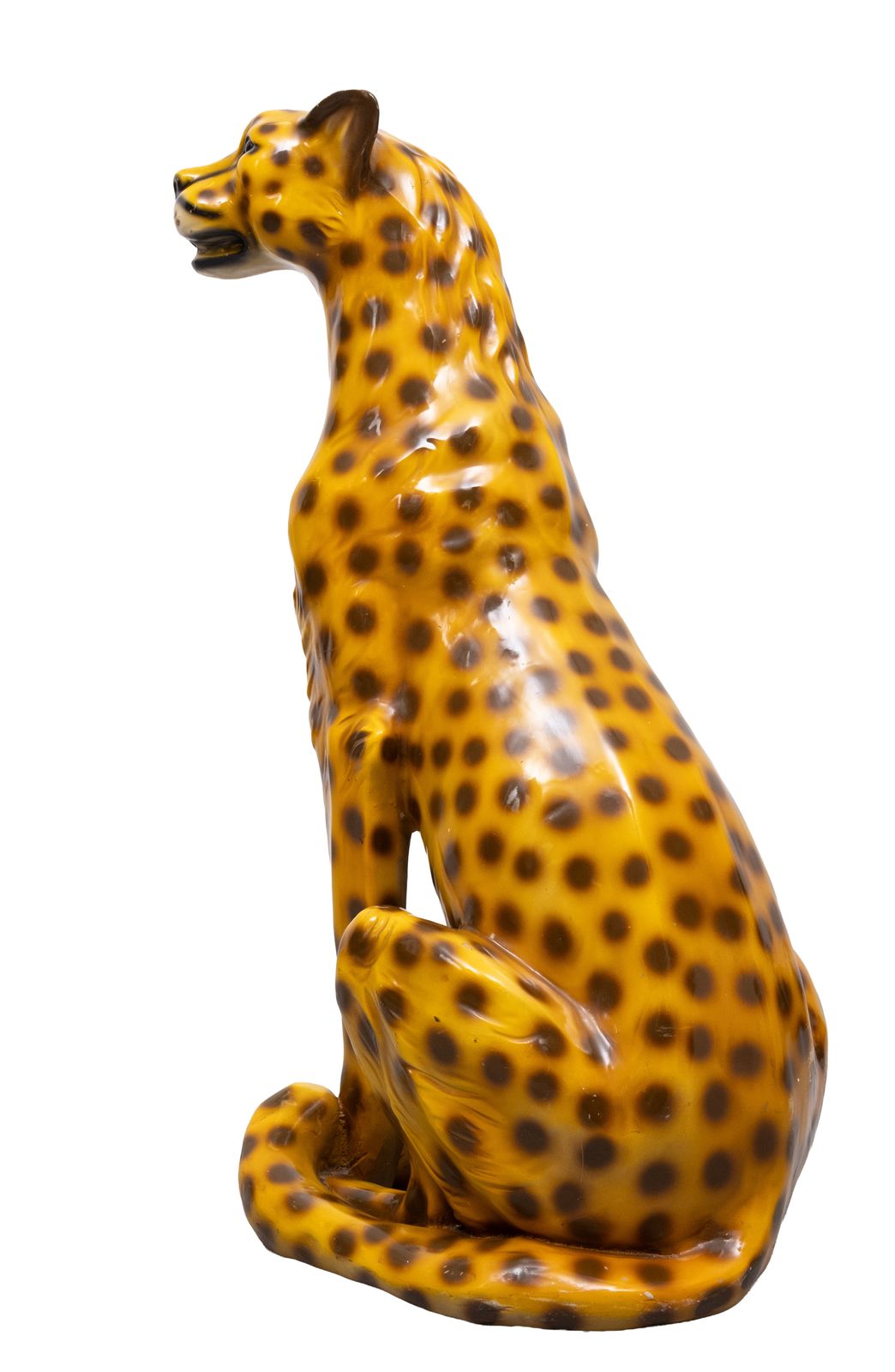 Italiaans Keramisch Monumentaal Cheetahbeeld, Grote Kat, Jaren 1970 photo vintage
