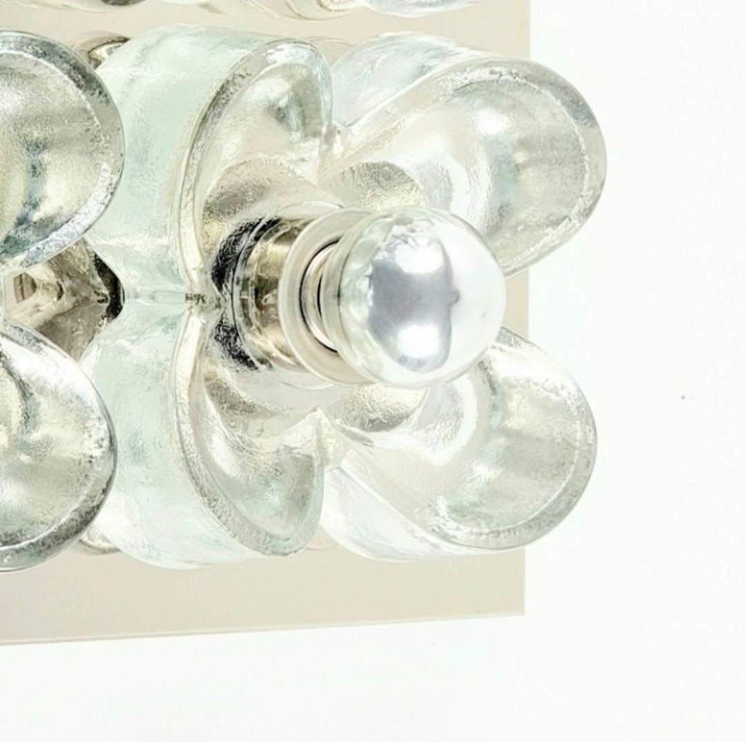 Xl Mid Century Modern Bloemen Glas & Chroom Wandlamp Van Sische, Duitsland, Jaren 1960/1970 photo Verlichting