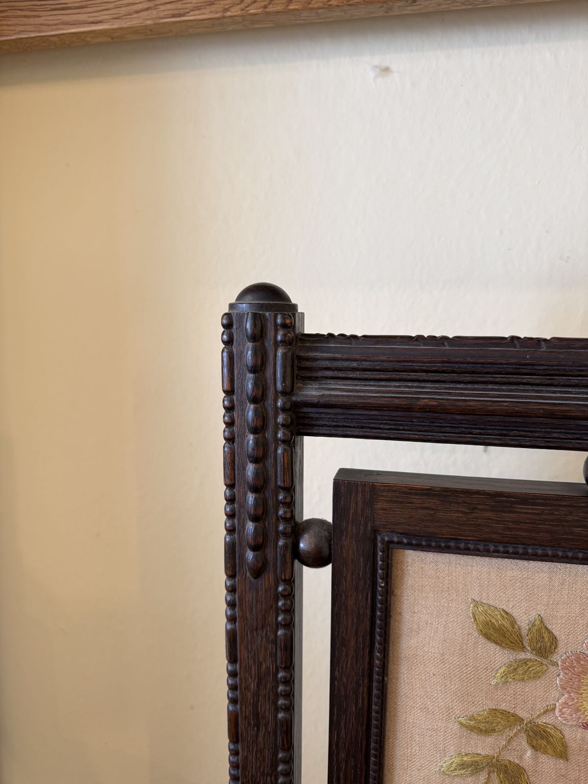 Antique Silk Embroidered Wooden Firescreen photo buy