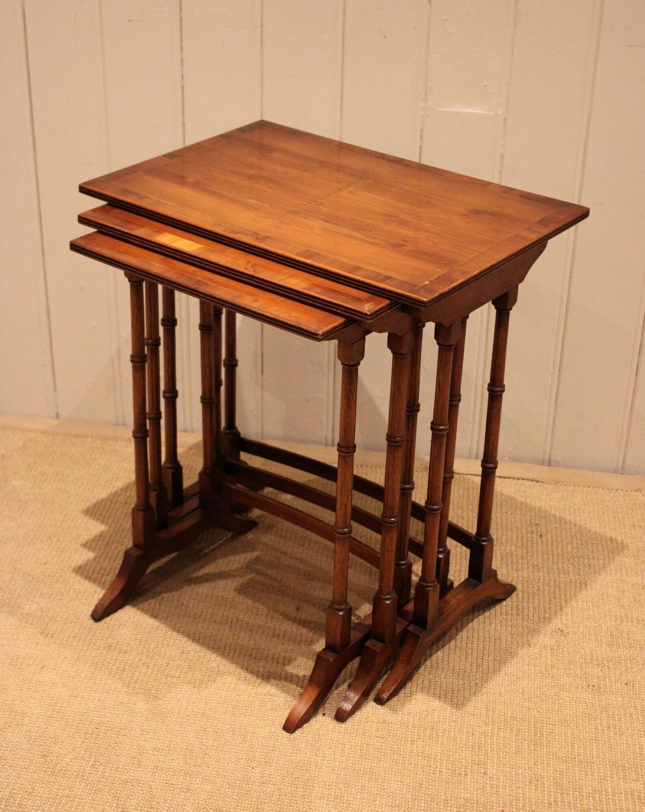 Nest Of Three Yew Wood Tables, 1960s photo vinterior