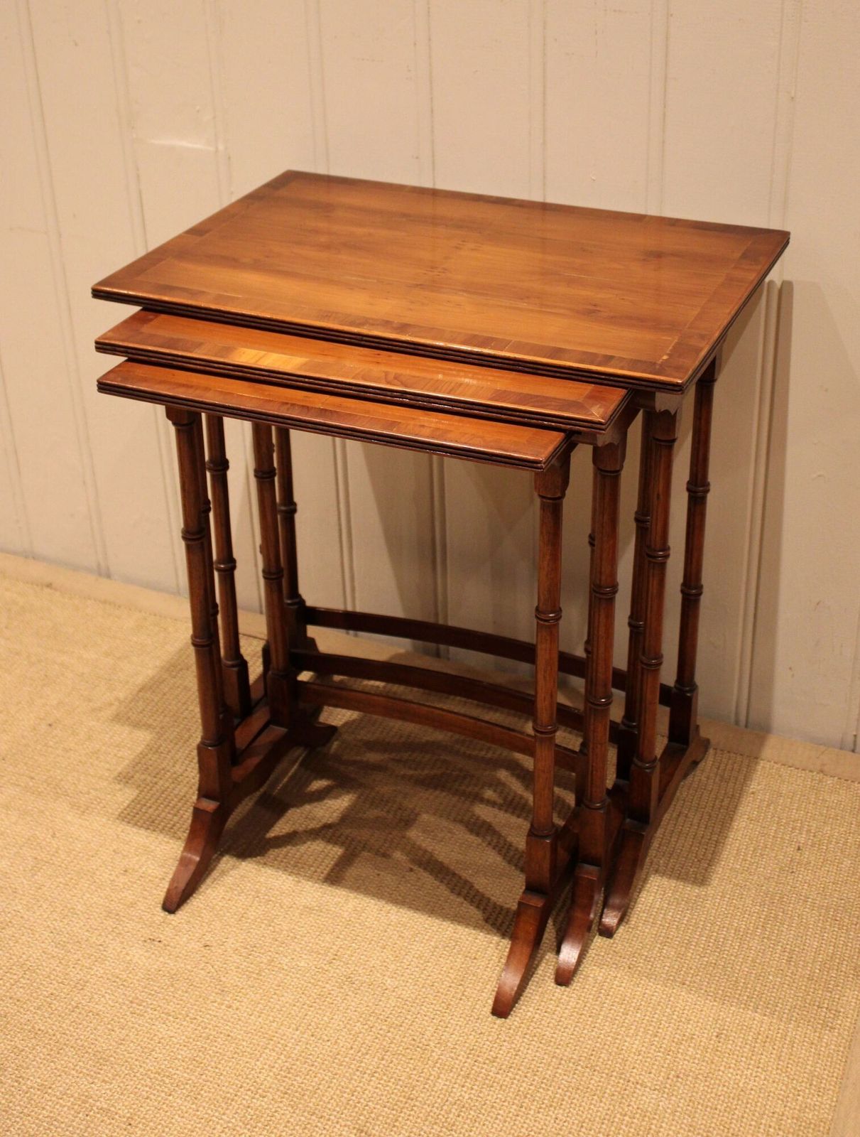 Nest Of Three Yew Wood Tables, 1960s photo buy
