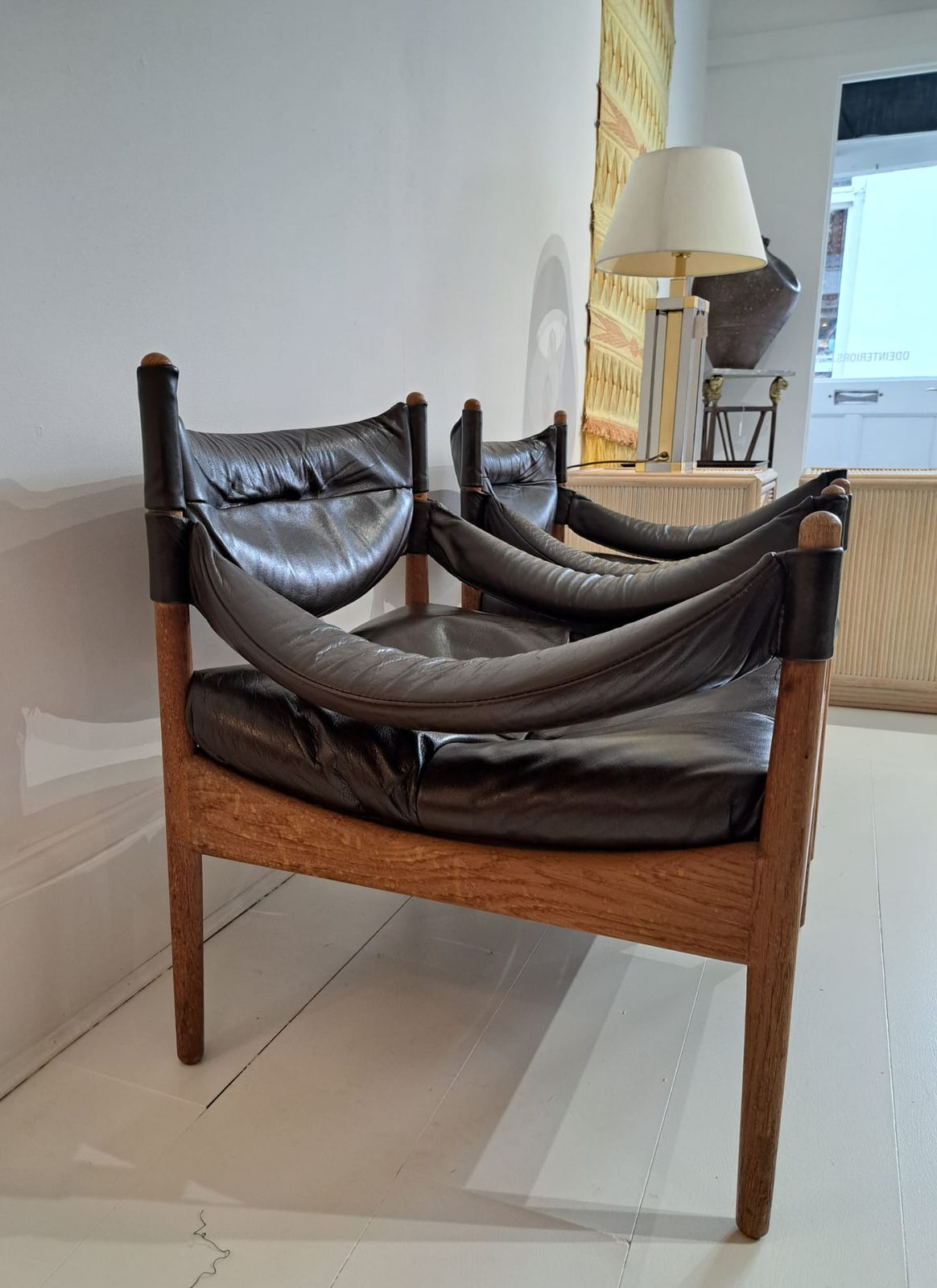 Kristian Vedel "Modus" Danish Oak Lounge Chairs, Circa 1970, Pair photo vintage
