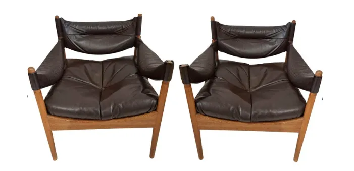 Kristian Vedel "Modus" Danish Oak Lounge Chairs, Circa 1970, Pair