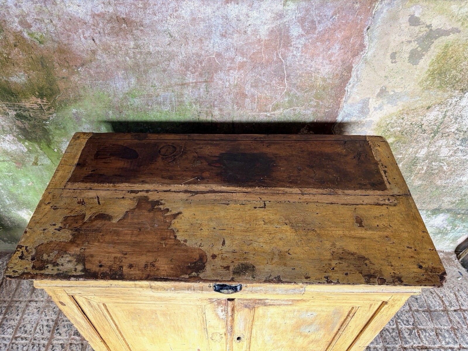 photo for sale Antique French Provincial Yellow Farmhouse Pine Buffet Sideboard  19th Century.
