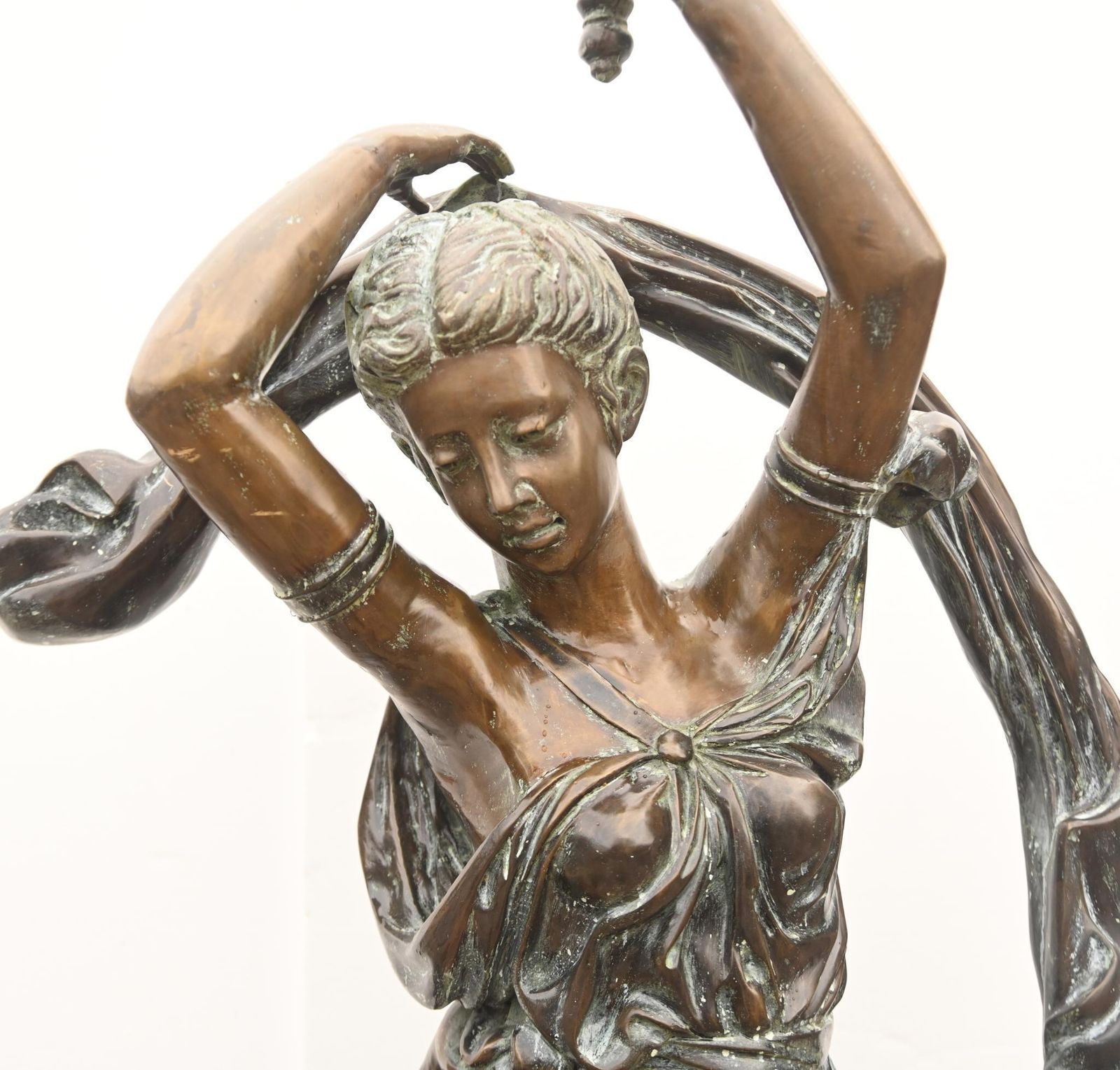 Large Bronze Figural Torchere Lamp After Carrier Allegory Of Dance 6ft 193 Cm photo furniture