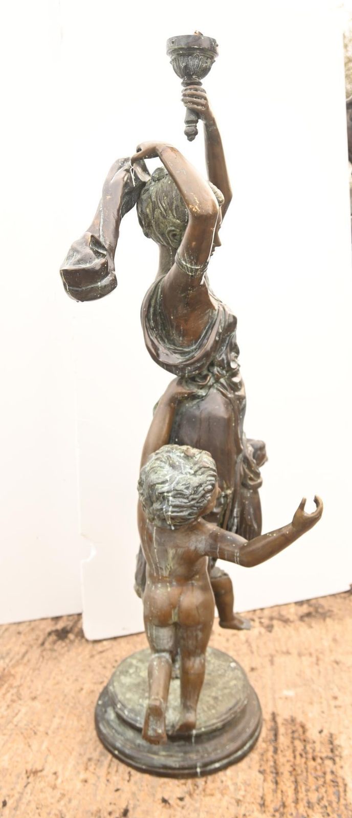 Large Bronze Figural Torchere Lamp After Carrier Allegory Of Dance 6ft 193 Cm photo vintage