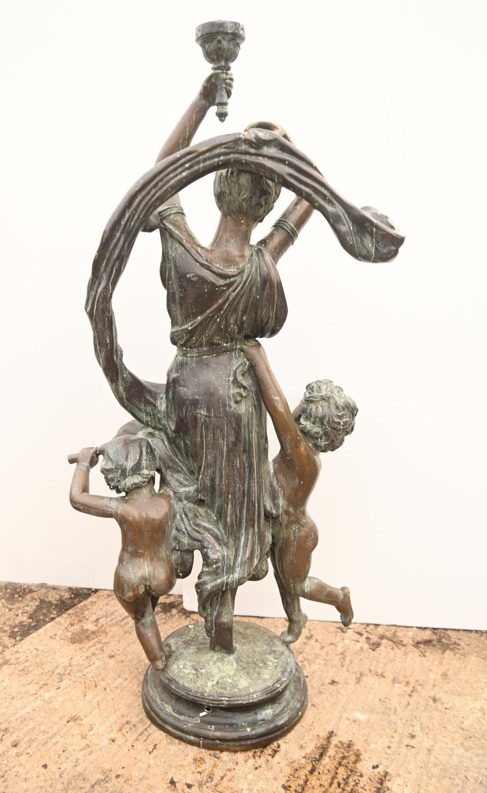 photo furniture Large Bronze Figural Torchere Lamp After Carrier Allegory Of Dance 6ft 193 Cm