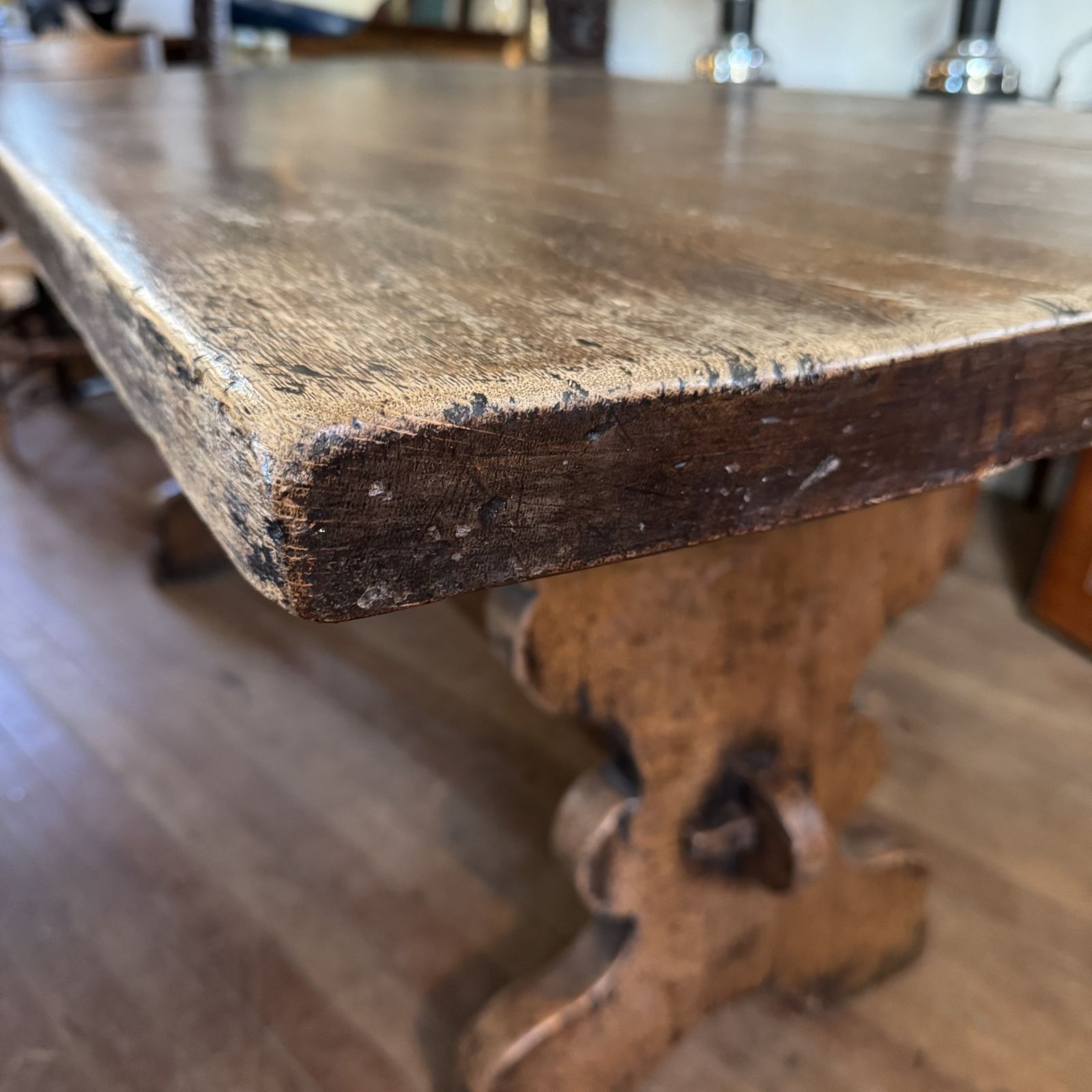 Oak Trestle Table, 1800s, Antique photo for sale