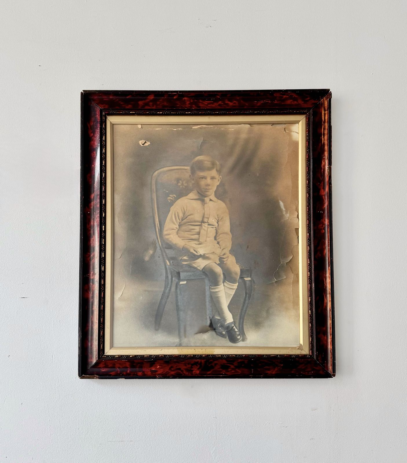 Antique Framed Photo Of A Boy, 1800s