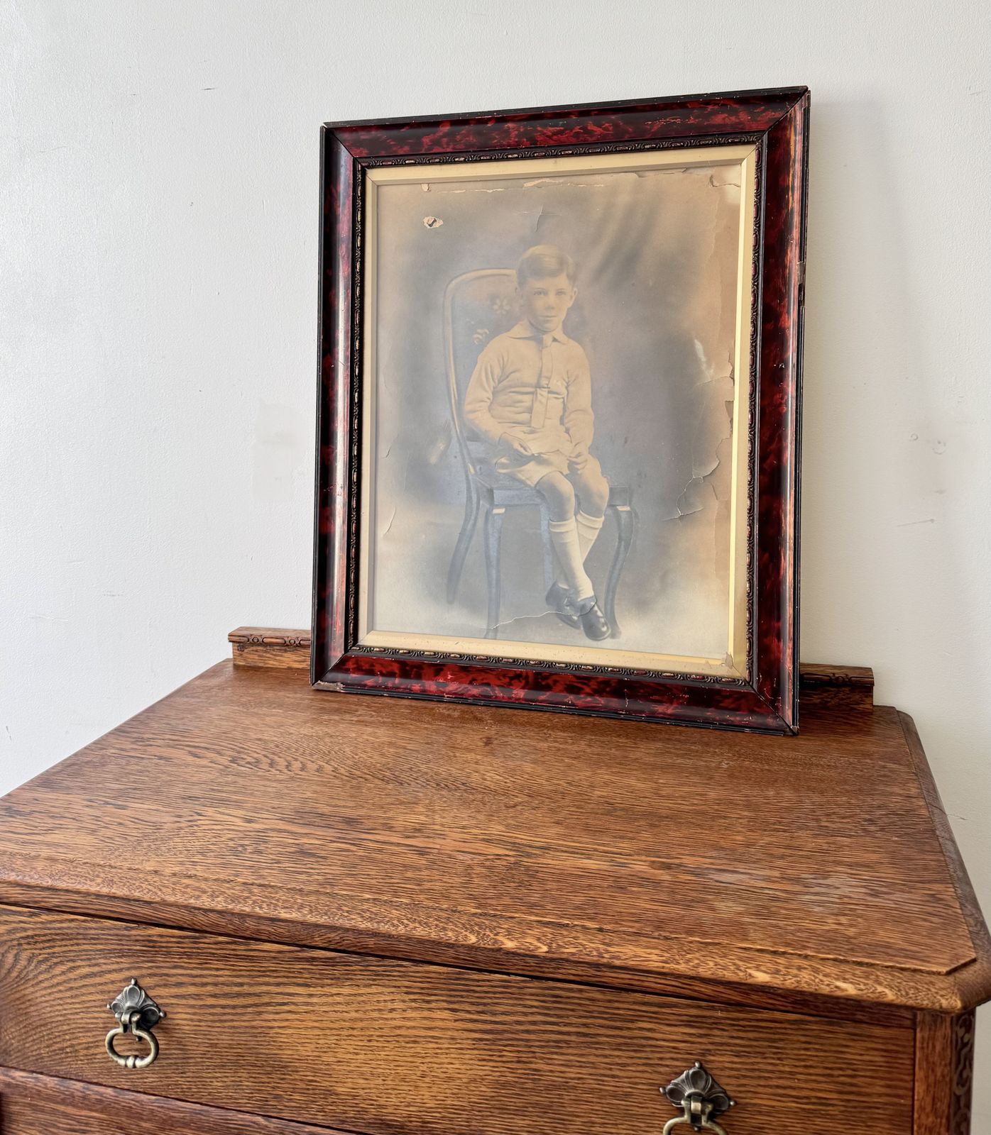 Antique Framed Photo Of A Boy, 1800s photo Art
