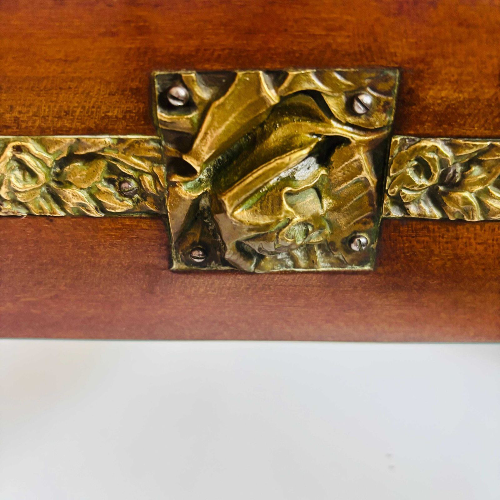 Rare Antique Art Nouveau Wall Mirror With Relief Cast Gilt Mounts 1900 photo 375.0