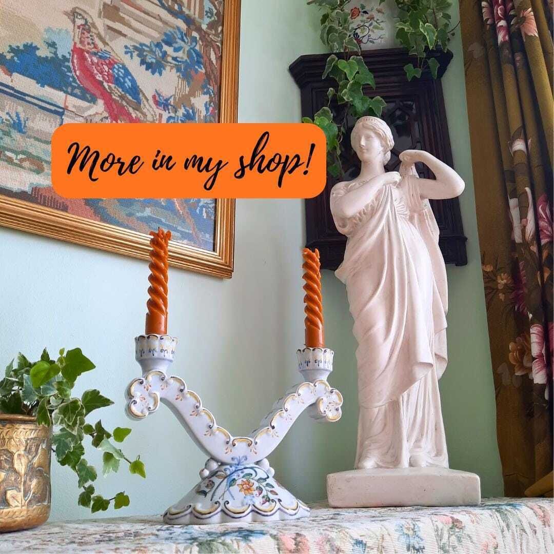 1930's Portuguese Rococo Hand Painted Polychrome Candelabra Made In 1939 photo furniture