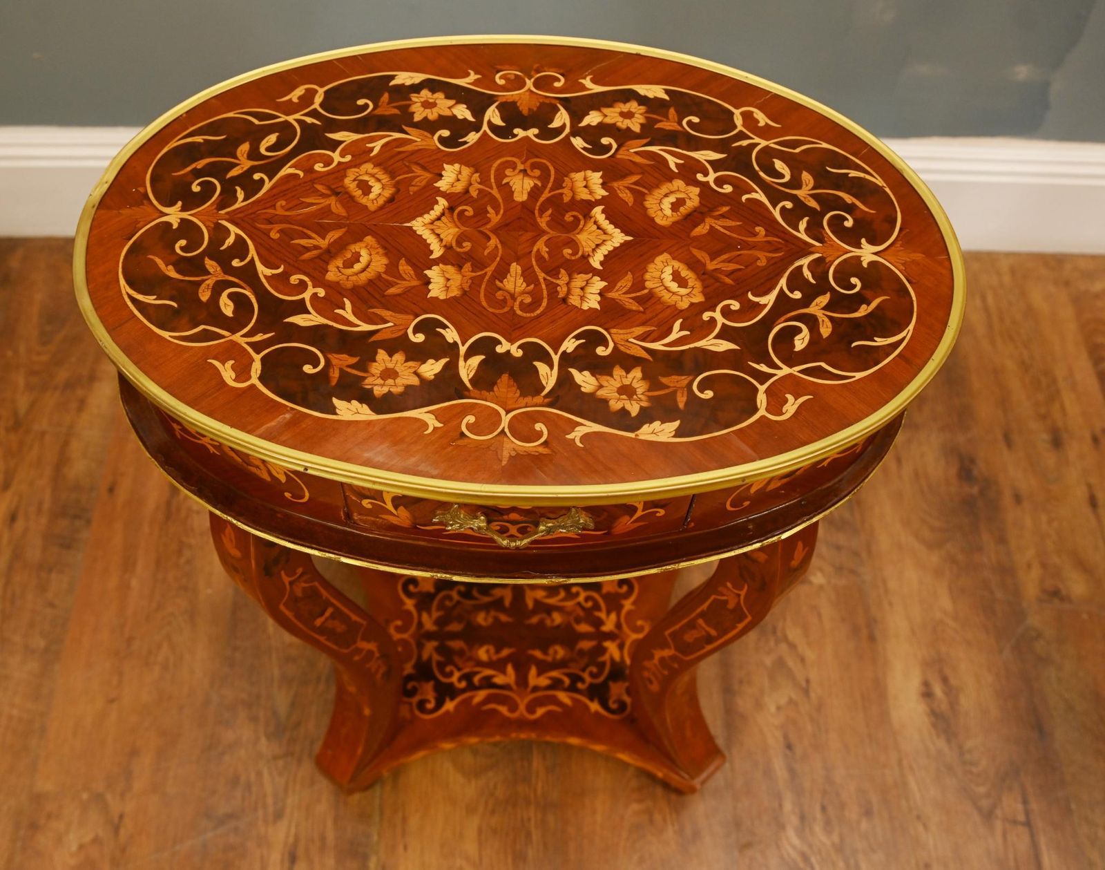 Pair French Side Tables Inlay Louis XV Revival photo buy