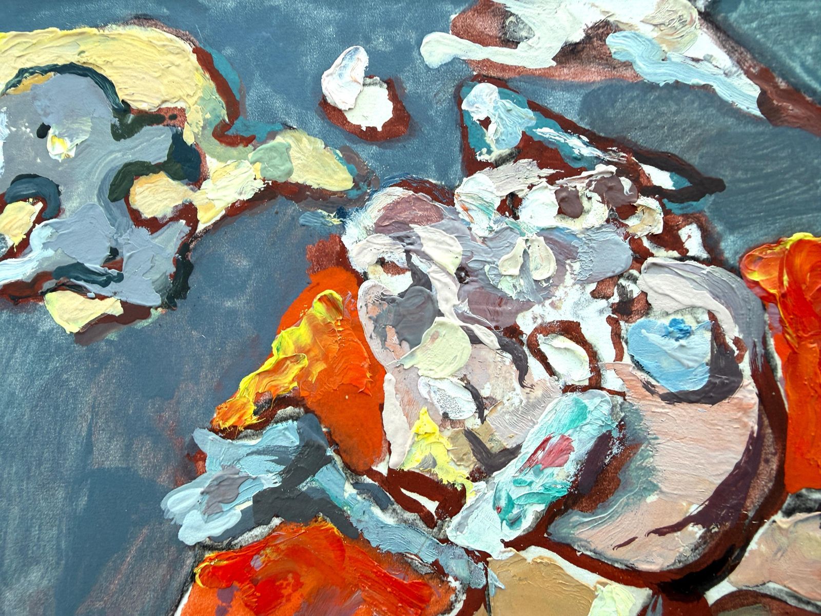 Antoni Pitxot Abstract Bullfighting Scene, Surrealist Organic Composition, Textured Oil 2014 photo Art