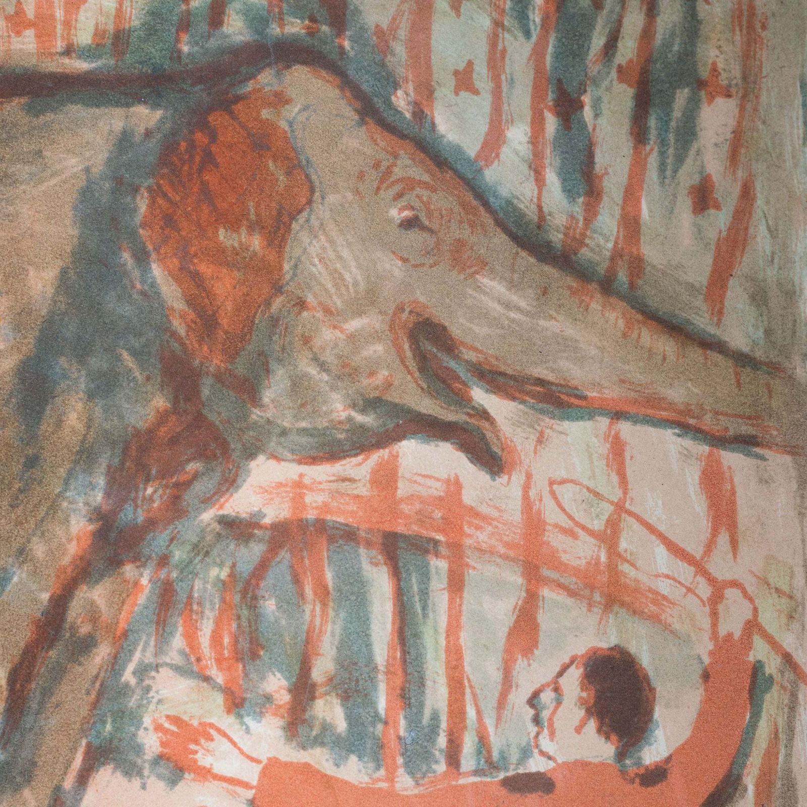 Circusolifanten – Lithografie – Kunstenaar Onbekend photo Kunst