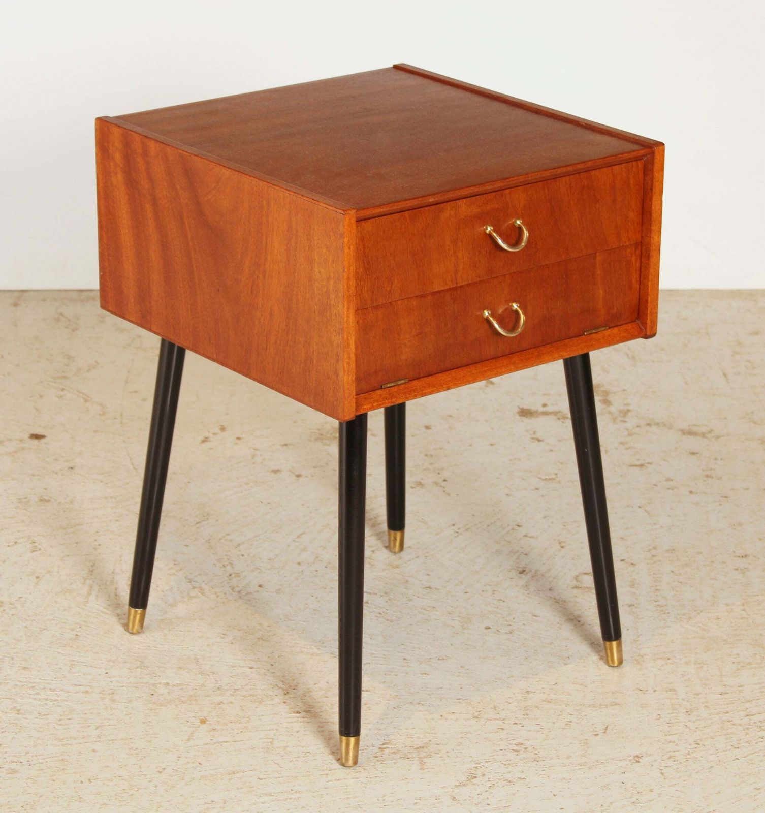 Mid Century G Plan Librenza Tola And Black Bedside Table / Night Stand, Circa 1960s