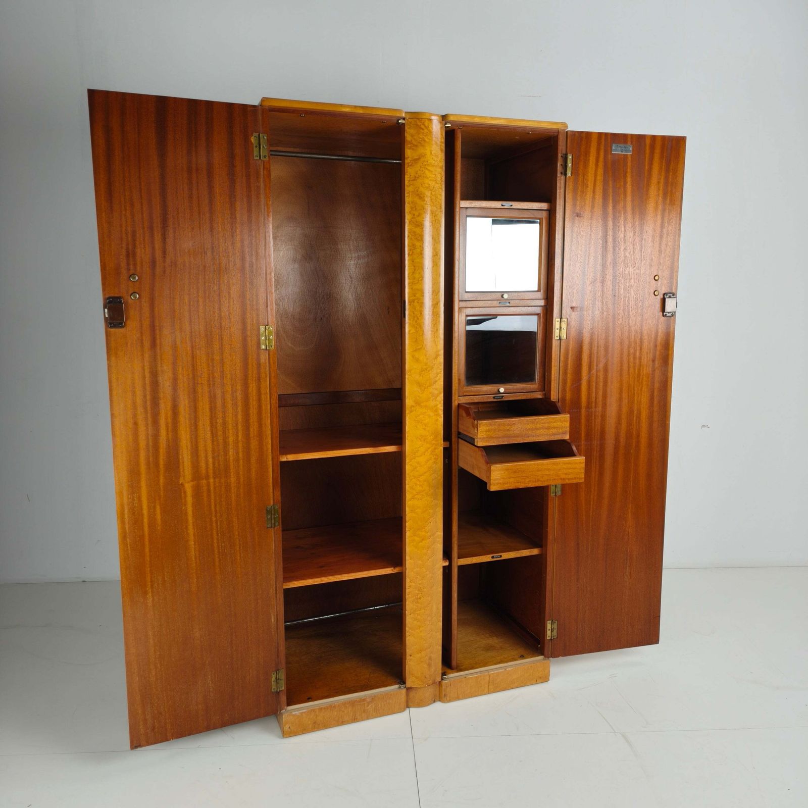 English Art Deco Gentleman’s Wardrobe By Wrighton Furniture