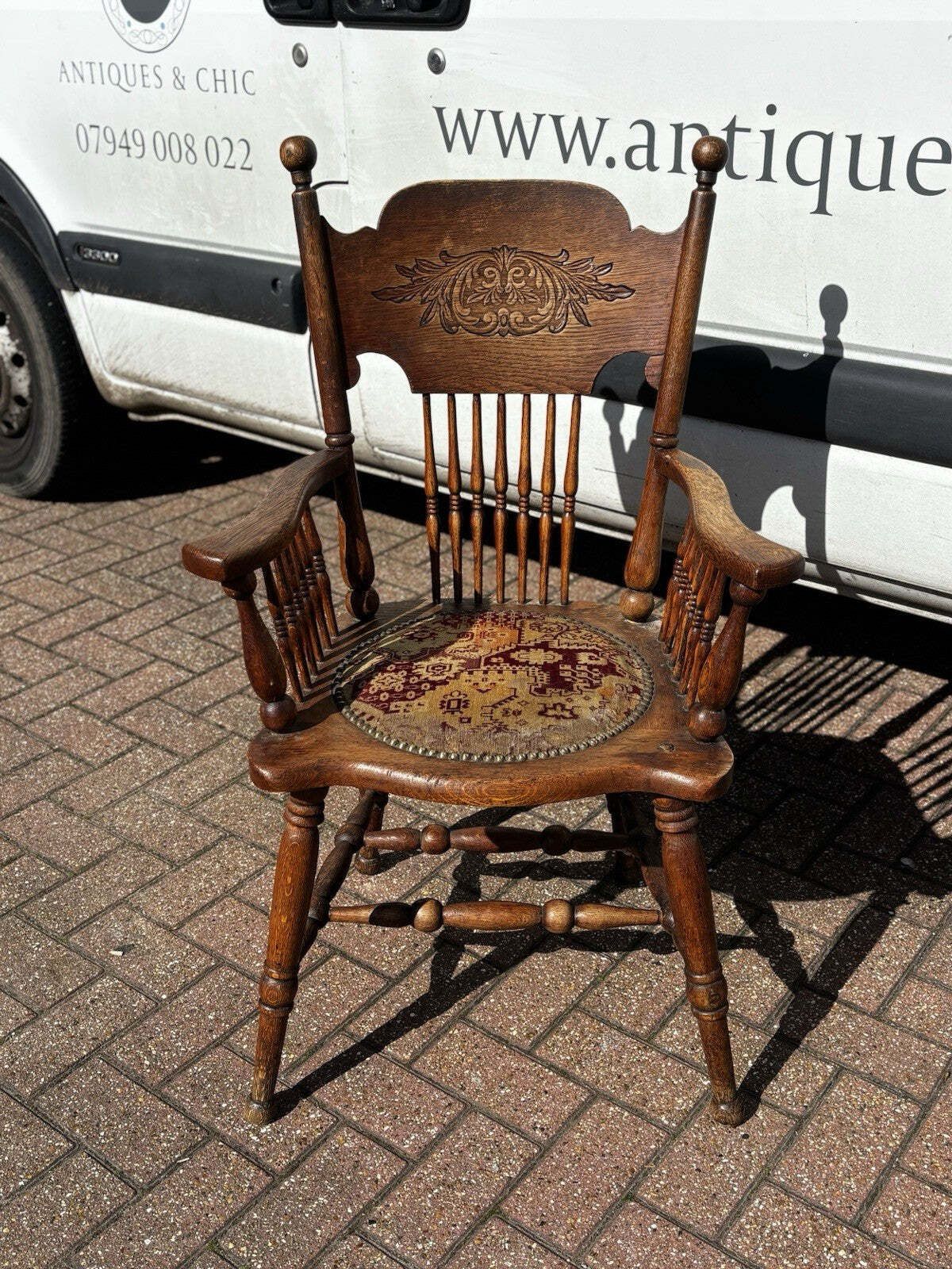 Victorian Armchair, Original Upholstery Turned Legs. photo vintage