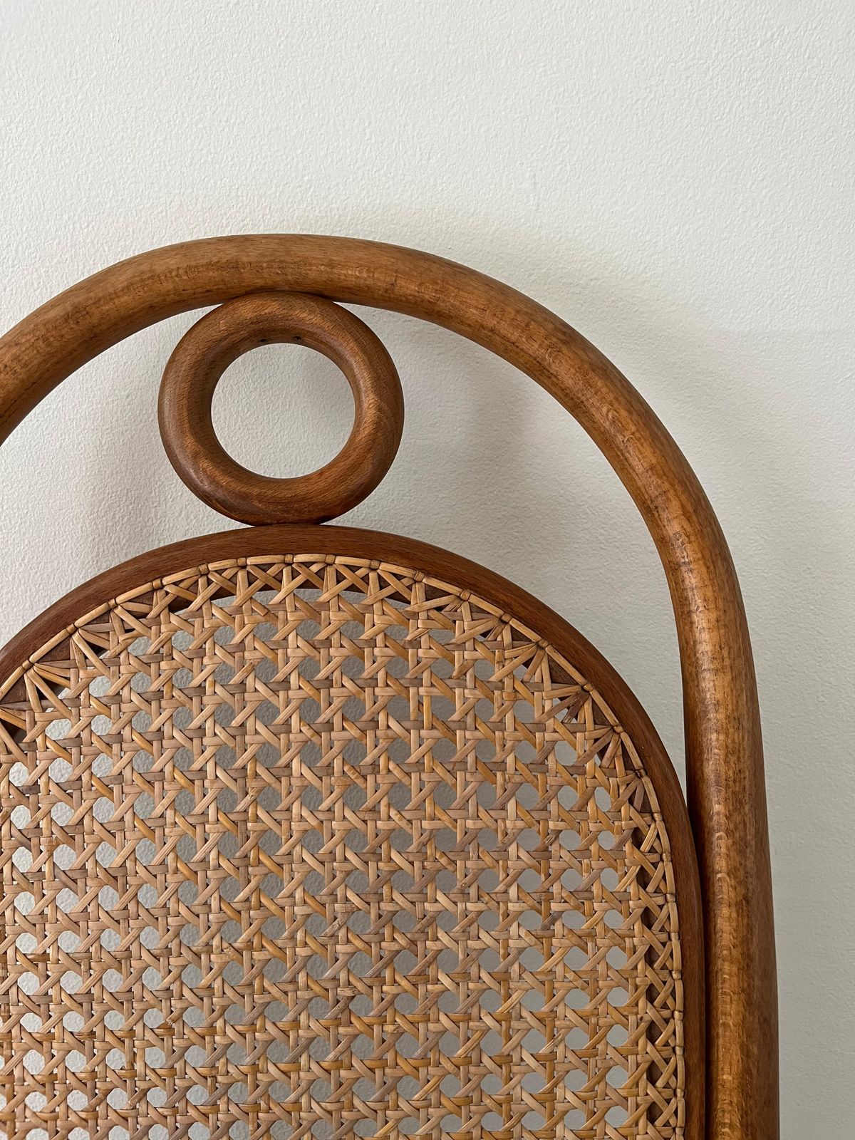4 1960's Beech Bentwood Cane Dining Chairs By Dinette In The Thonet 'Long John' No.17 Style photo Furniture