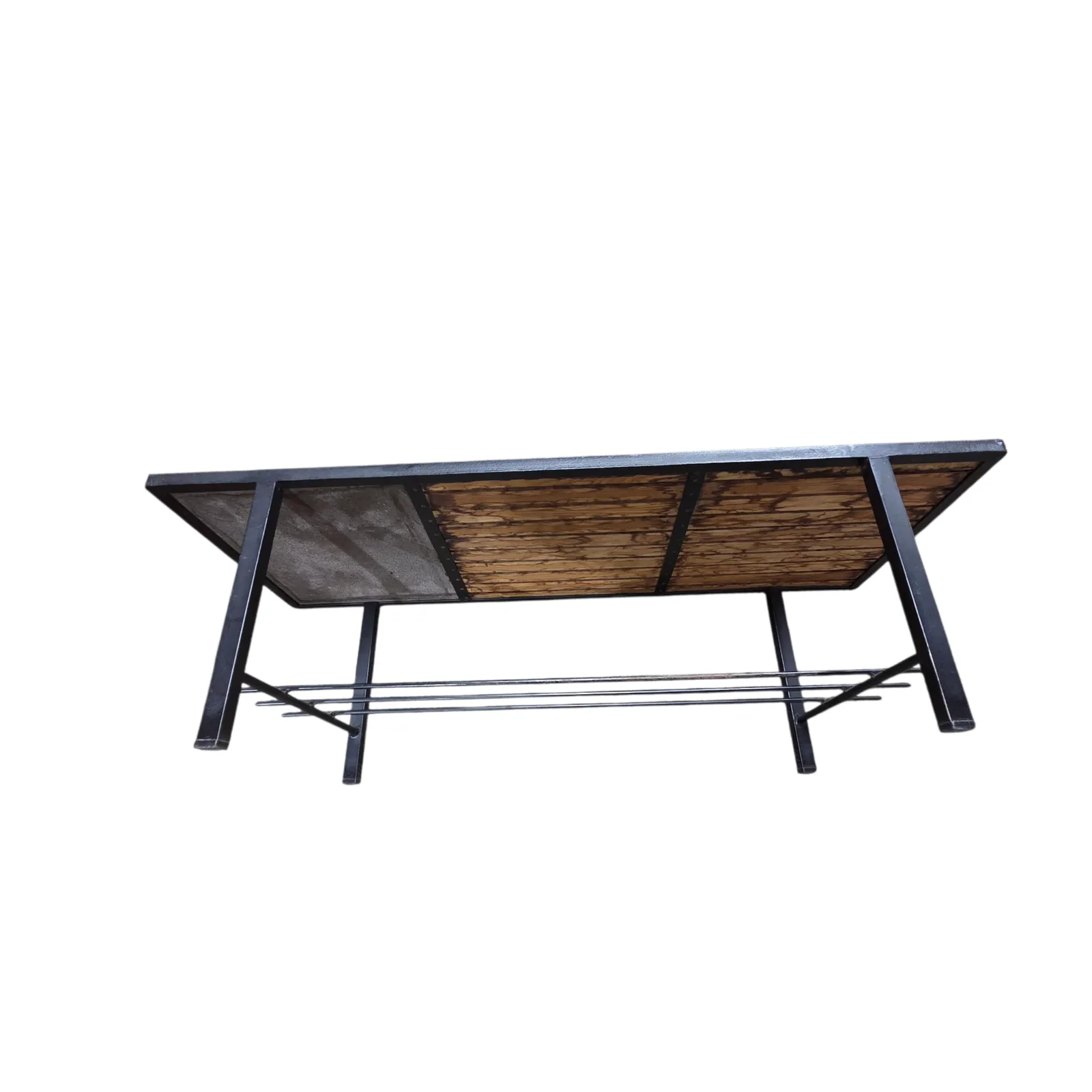 Table basse mid-century en bois, métal et lave émaillée photo 750.0