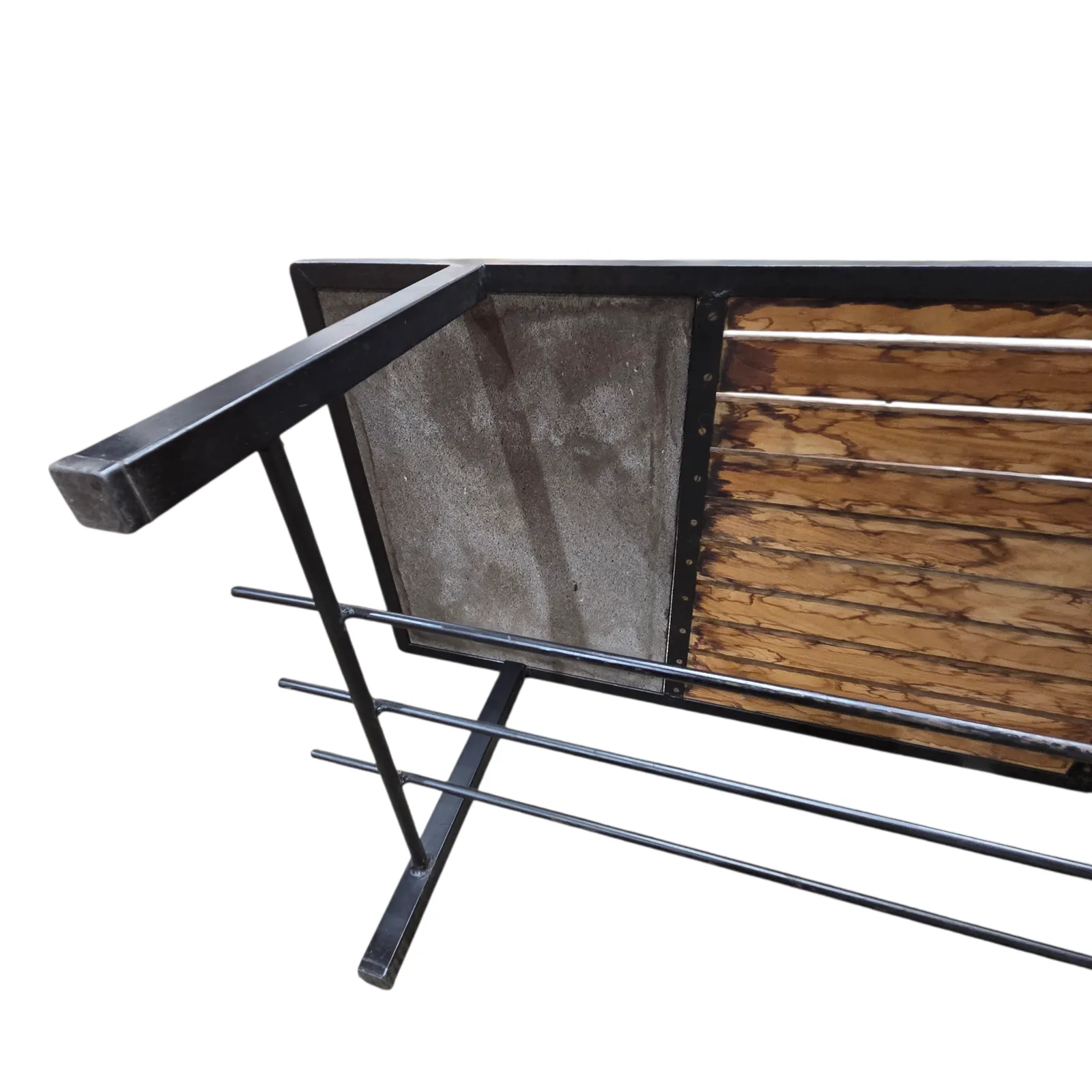 Table basse mid-century en bois, métal et lave émaillée photo buy