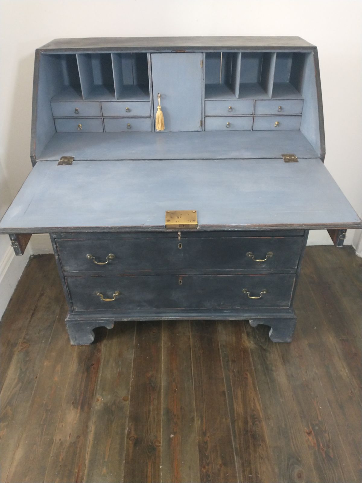 18th Century Georgian Bureau, Black Painted photo vintage