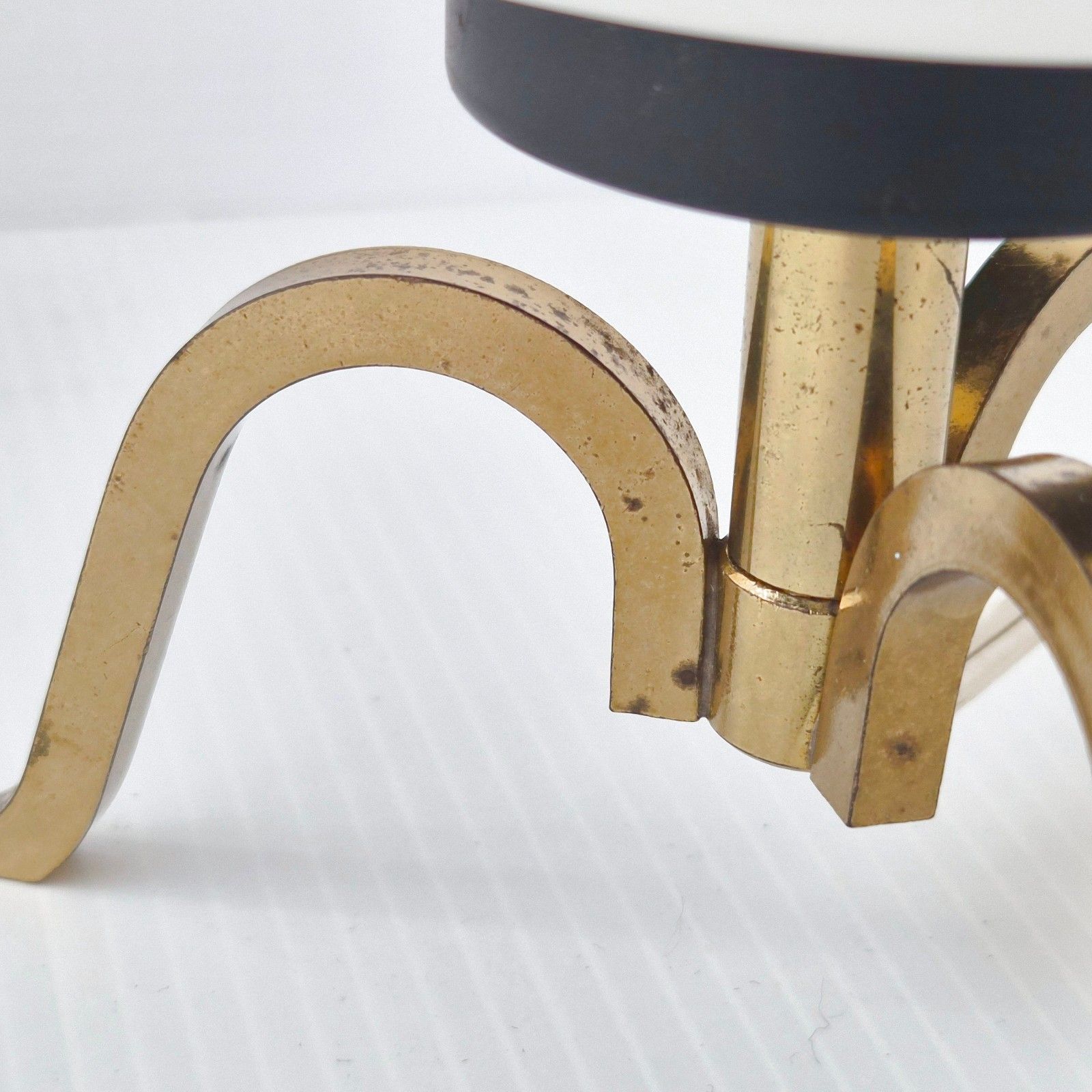 photo furniture Vintage Arlus Tripod Table Lamp 1950 Brass Steel Glass 50's Rockabilly