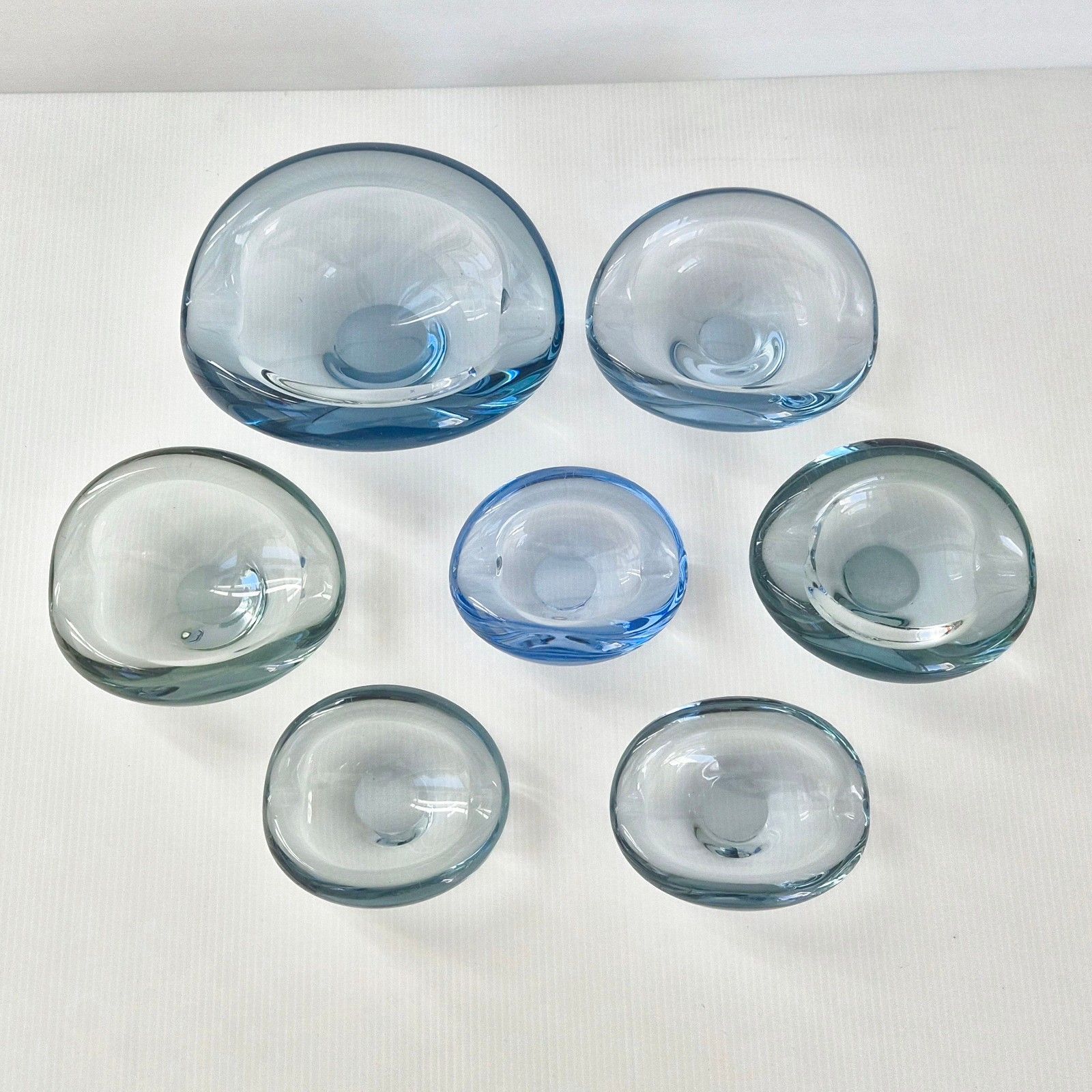 Vintage 1950s Akva Series Glass Ashtray Set Of 7 Per Lukten Holmegaard photo furniture