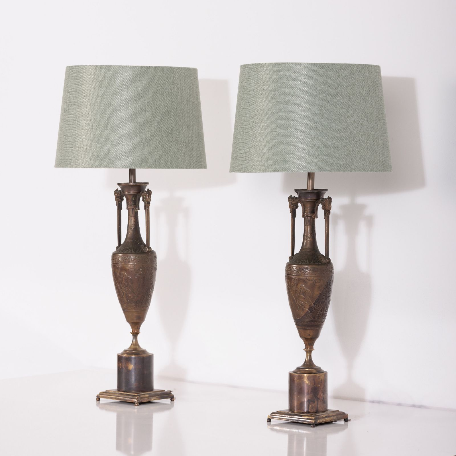 Pair Of Patinated Bronze Vases Mounted As Lamps By Ferdinand Barbedienne