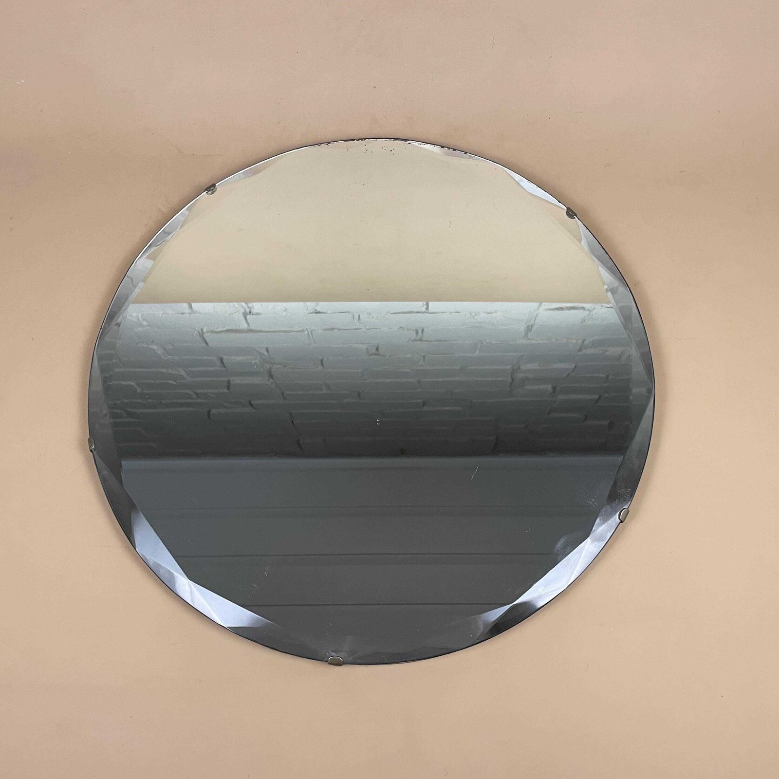 Round Bevelled Wall Mirror Frameless Vintage Wood Back Mid Century Minimalist Art Deco Antique Style Hanging Chain Mirror Home Decor. photo furniture