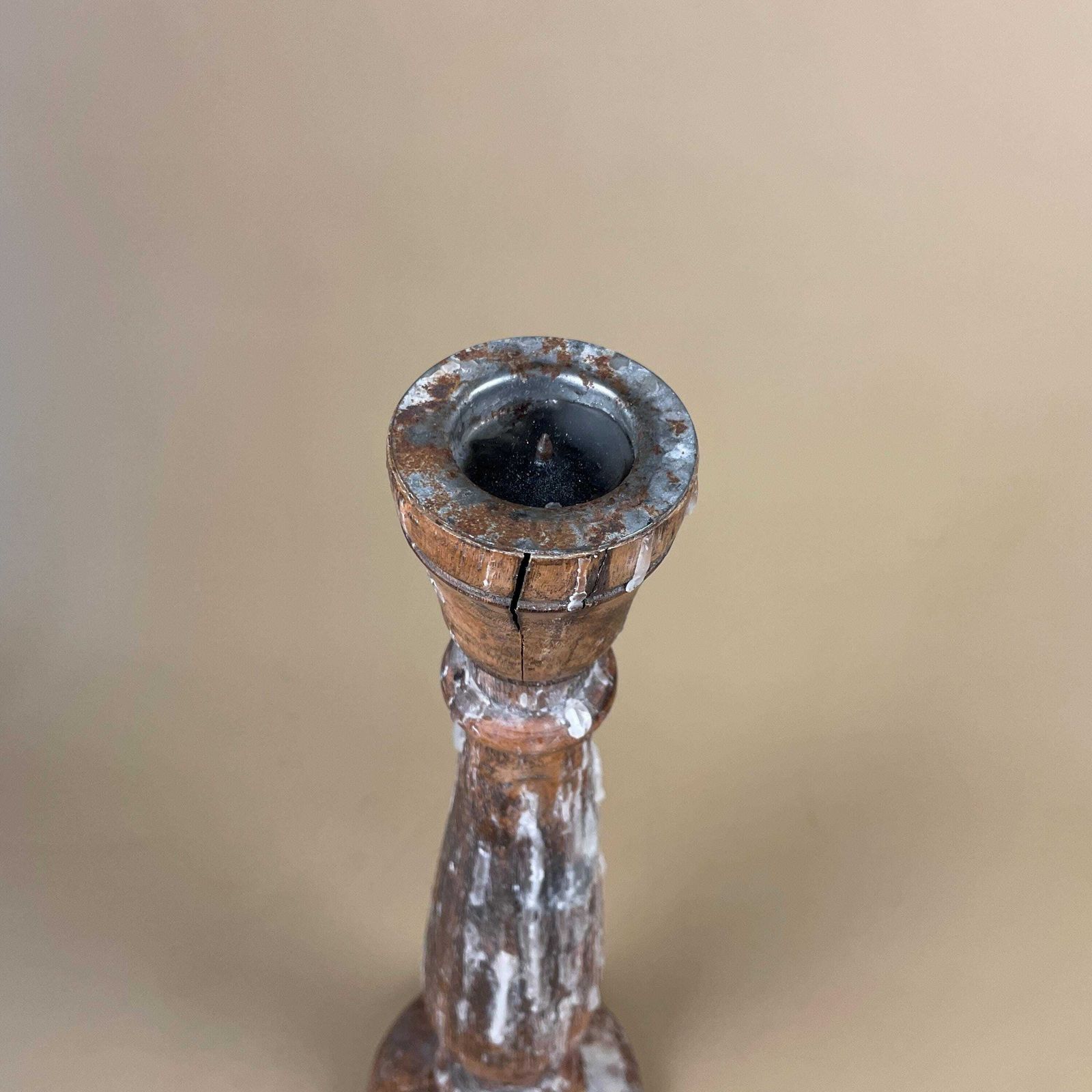 Large Vintage Wooden Candlestick Holder Indian Hand Carved Candle Stick Old Wax Table Display Piece Prop. photo 55.0