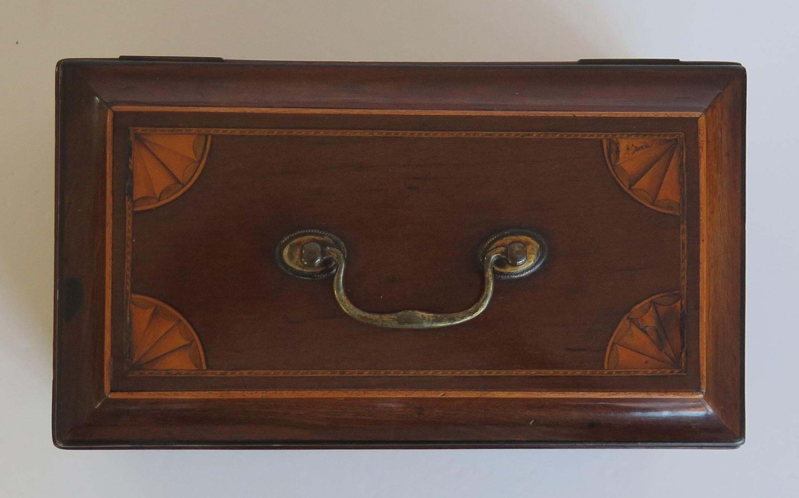 Georgian Sheraton Period Tea Caddy Finely Inlaid, English Circa 1780. photo vintage