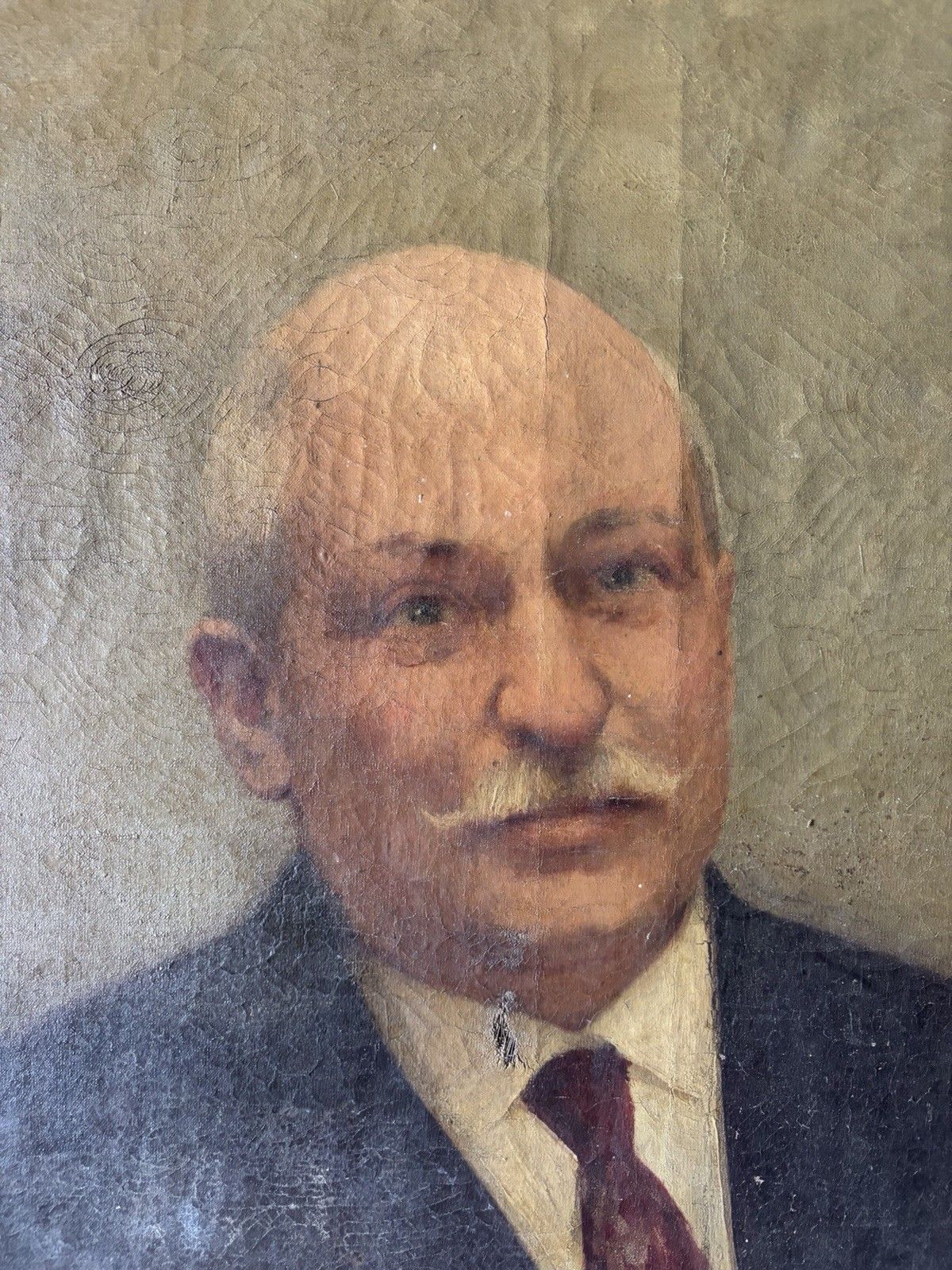 Large Antique French Portrait Of A Gentleman . Oil On Canvas . photo Art