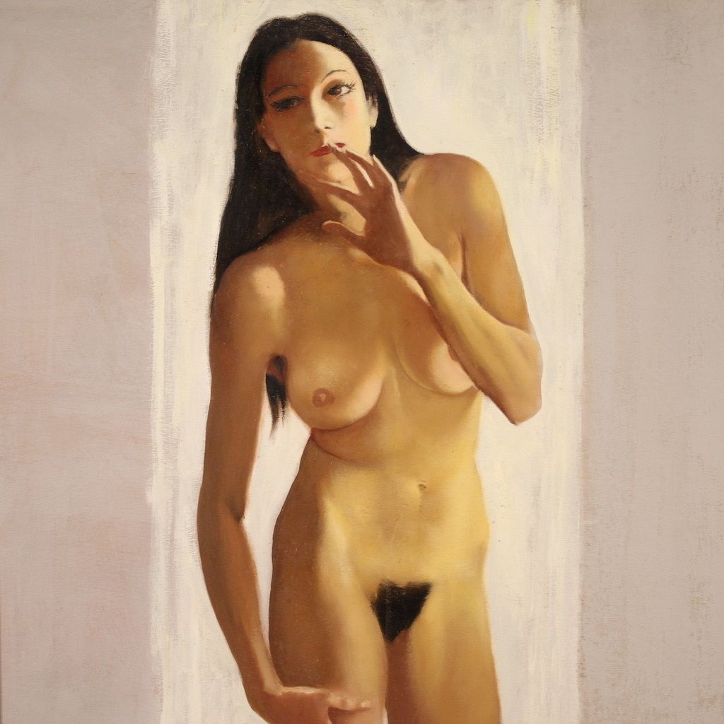 Italian Female Nude Painting Signed Vellani Marchi photo for sale