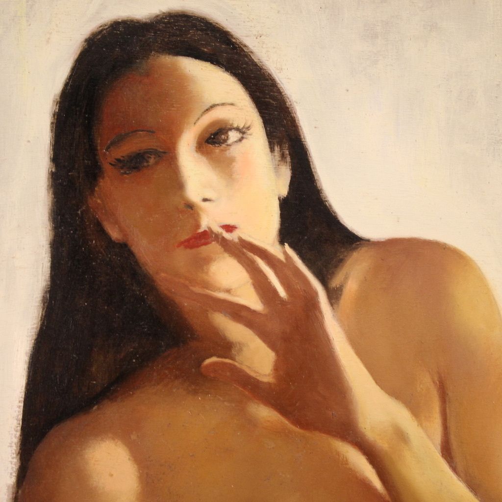 photo for sale Italian Female Nude Painting Signed Vellani Marchi