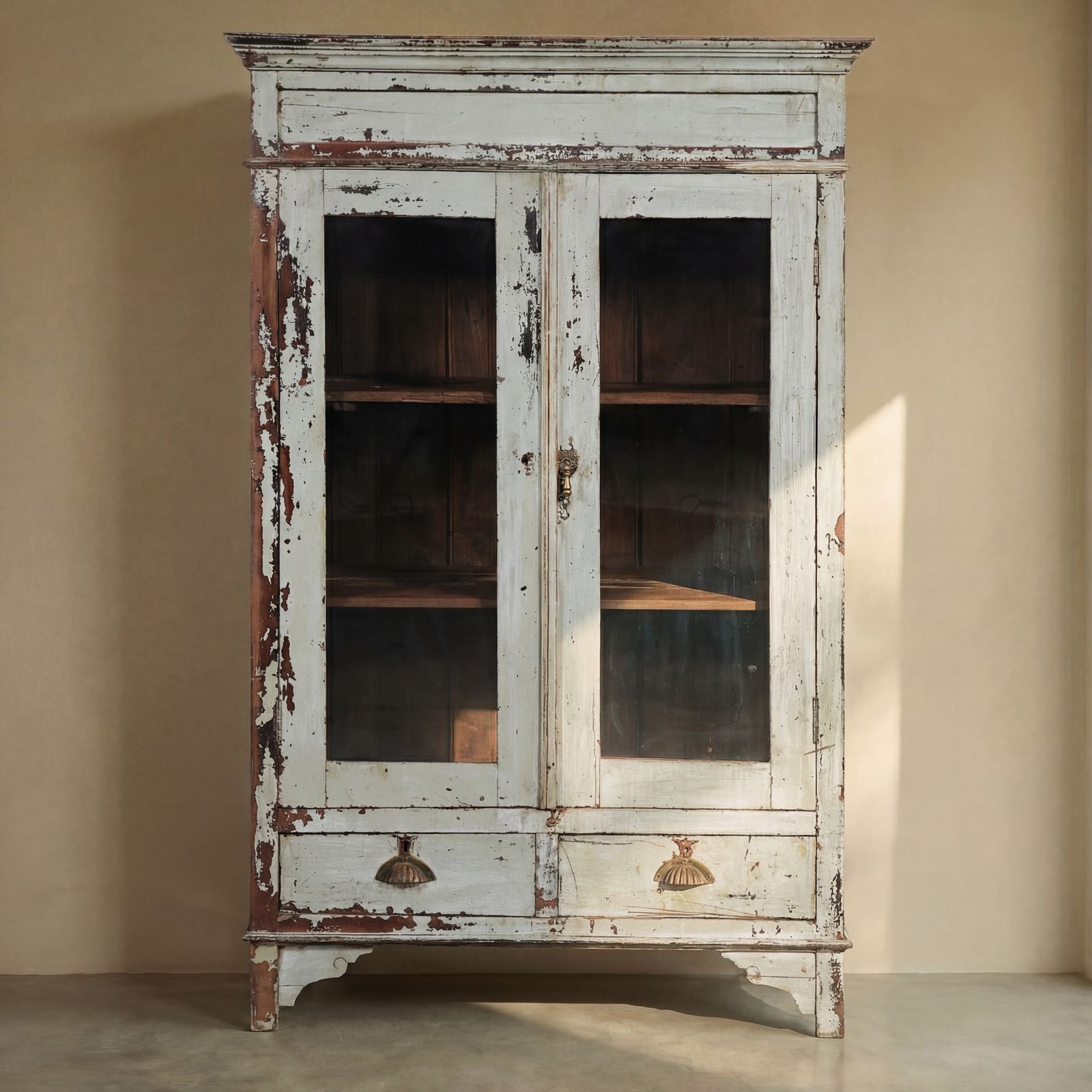 Asha Vintage Reclaimed Indian Glass Cabinet photo furniture