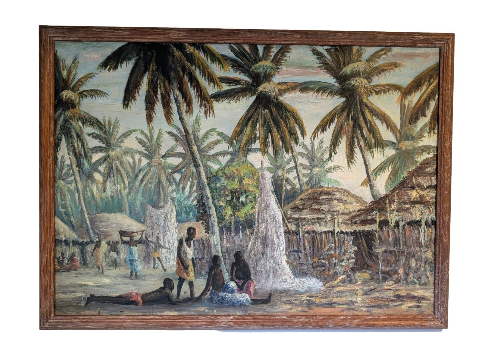 Otto Klar Oil Painting South Africa African Village Interest Mid Century