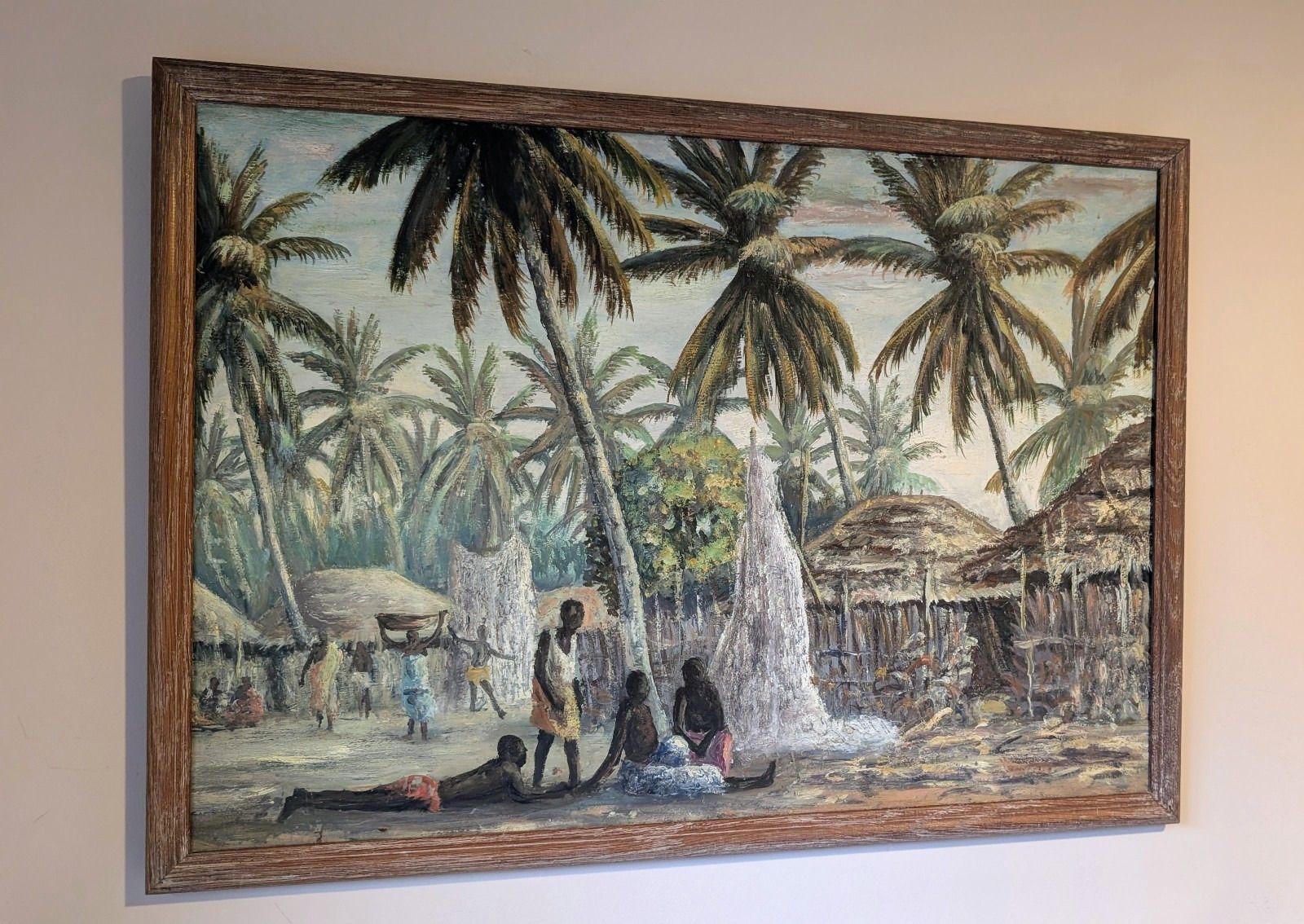 Otto Klar Oil Painting South Africa African Village Interest Mid Century photo for sale