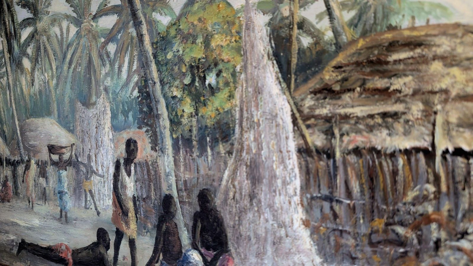 Otto Klar Oil Painting South Africa African Village Interest Mid Century photo 445.0