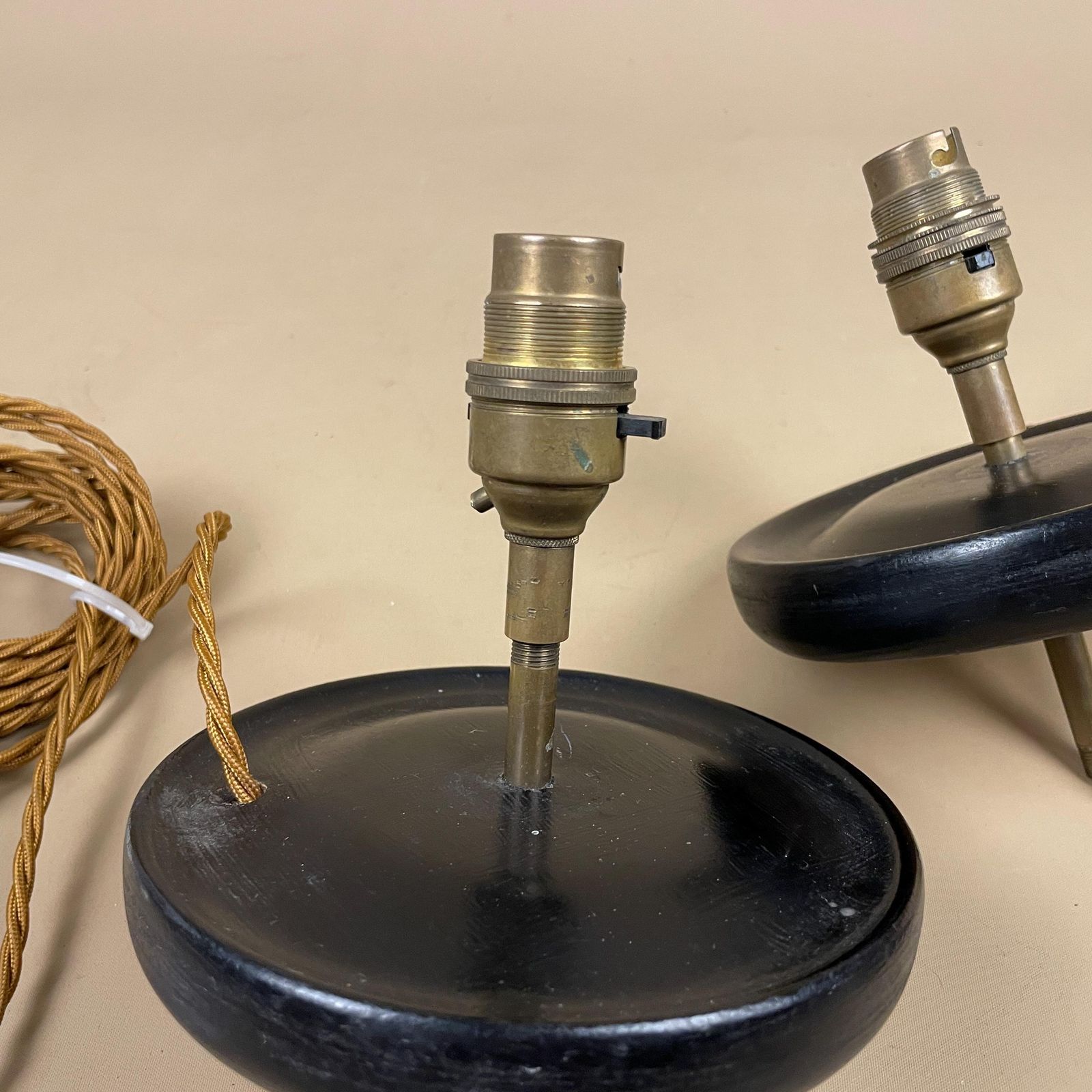 Wooden Lamp Tops For Vase Conversion Wood Brass Pair Vintage Electric Tested 2018 Table Lamps Restoration Project Light Lights photo vintage