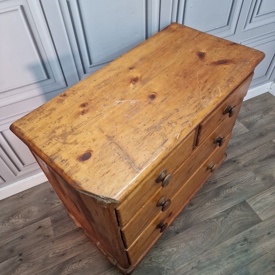 Antique Chest Of Drawers Victorian Solid Pine Rustic Farmhouse Vintage photo for sale