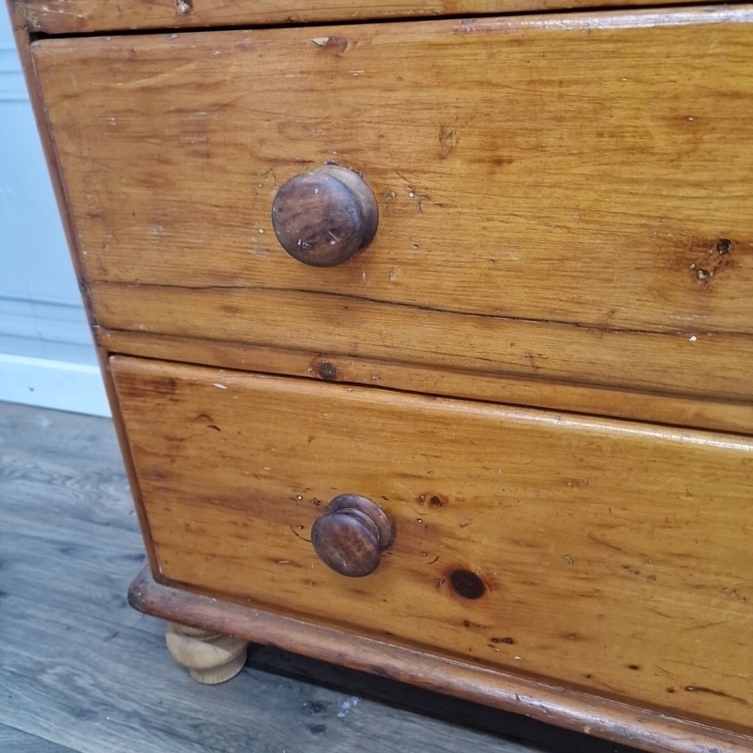 350.0 Antique Chest Of Drawers Victorian Solid Pine Rustic Farmhouse Vintage photo