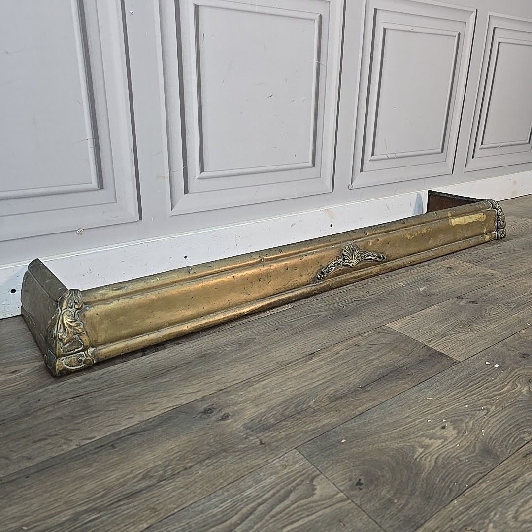 Antique Brass Fire Fender  Edwardian Rustic Hearth Surround Decorative Fireplace