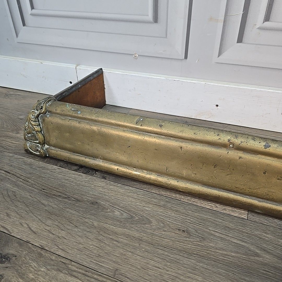 Antique Brass Fire Fender  Edwardian Rustic Hearth Surround Decorative Fireplace photo buy