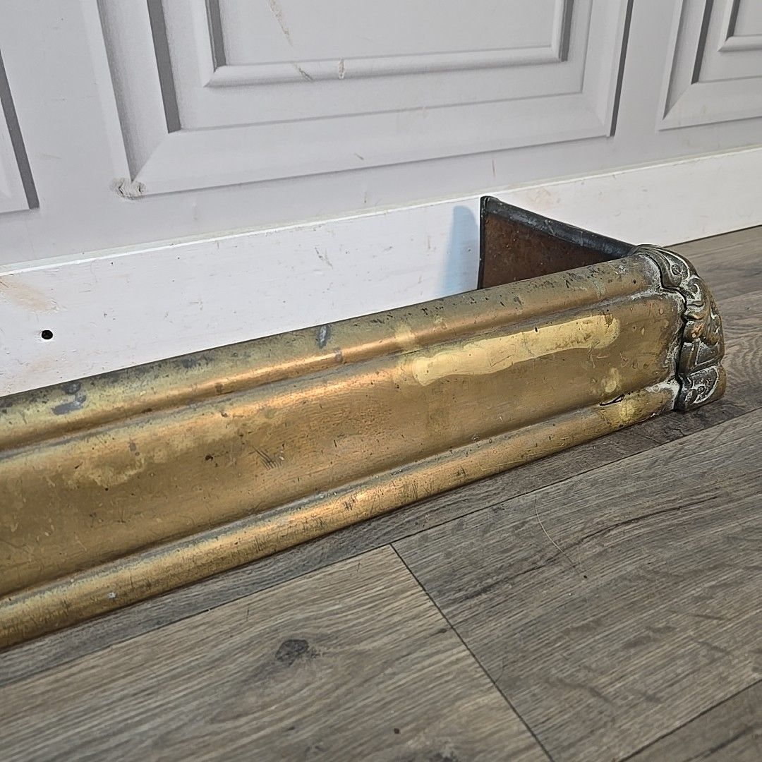 photo furniture Antique Brass Fire Fender  Edwardian Rustic Hearth Surround Decorative Fireplace