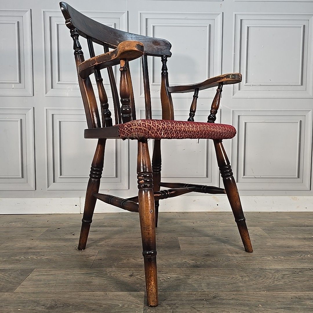 Antique High Back Armchair – Solid Wood Rustic Victorian Chair Farmhouse Country photo furniture